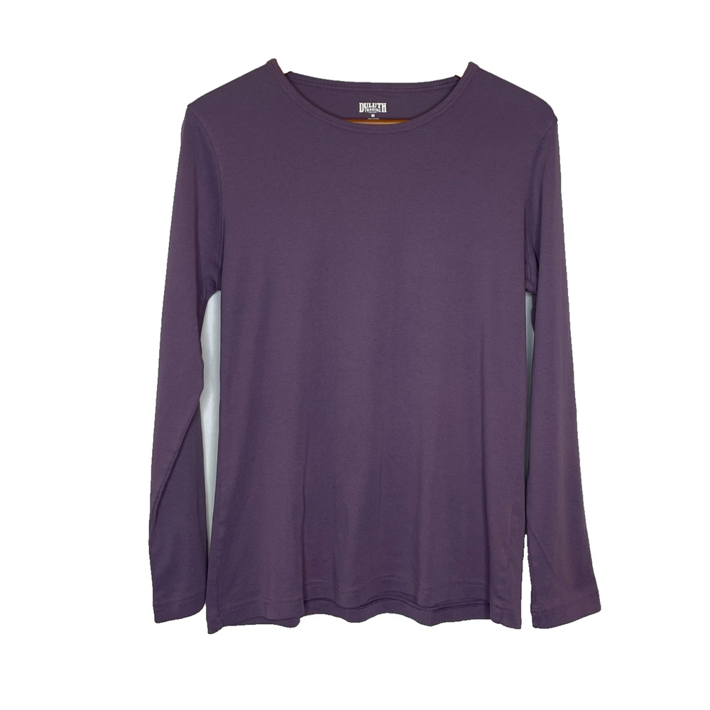 Women's Medium Duluth Trading Purple Cotton Crewneck Long Sleeve Tee